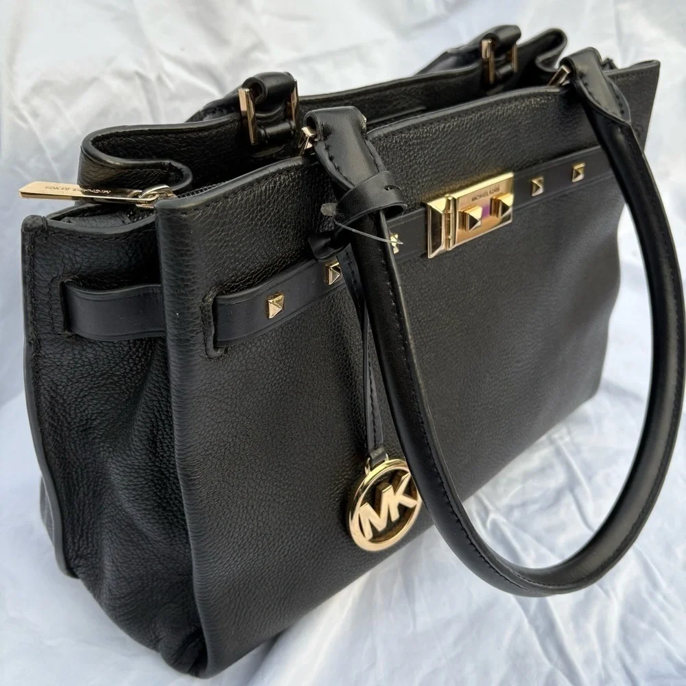 Michael Kors Addison Black and Gold Elegant Shoulder Bag